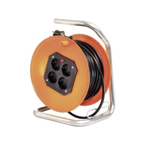 Cable reel with Schuko socket outlet insert for indoor use